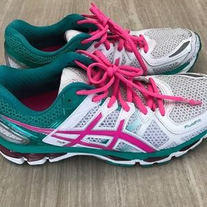 Green pink and white ASICS size 8.5